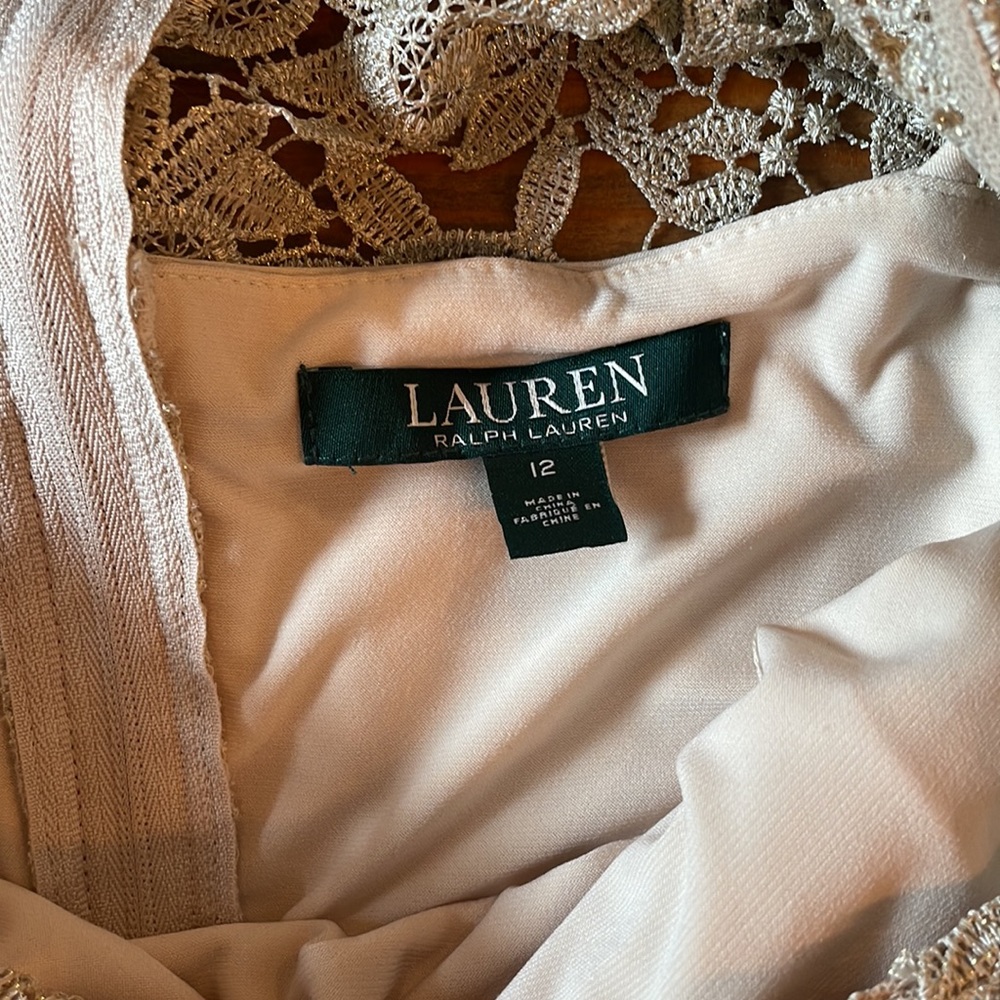 Ralph Lauren Gold Metallic Lace Dress - Picture 2 of 7